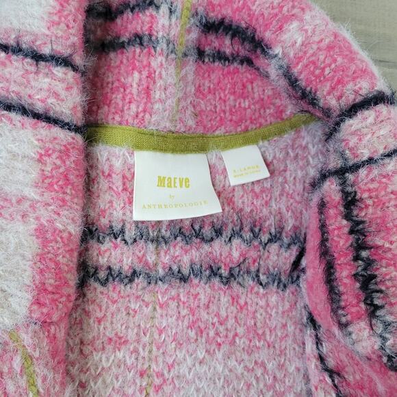 Anthropologie Maeve Aurelia Pink Alpaca/Wool Blend Fuzzy Oversize Jacket Size XL - Picture 8 of 11